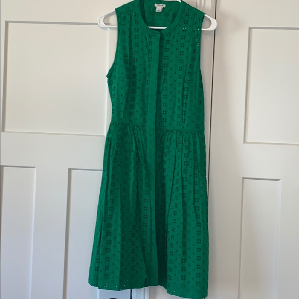 J Crew Eyelet Shirtdress- Kelly Green In sz. M